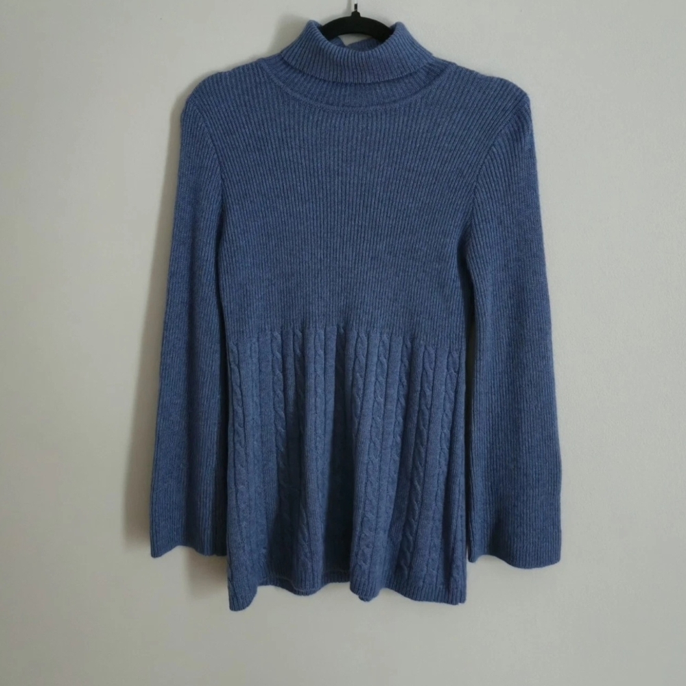 Soft Surroundings Women's Blue Sweter Dress  Tunic Size Petite Small Long Sleeve